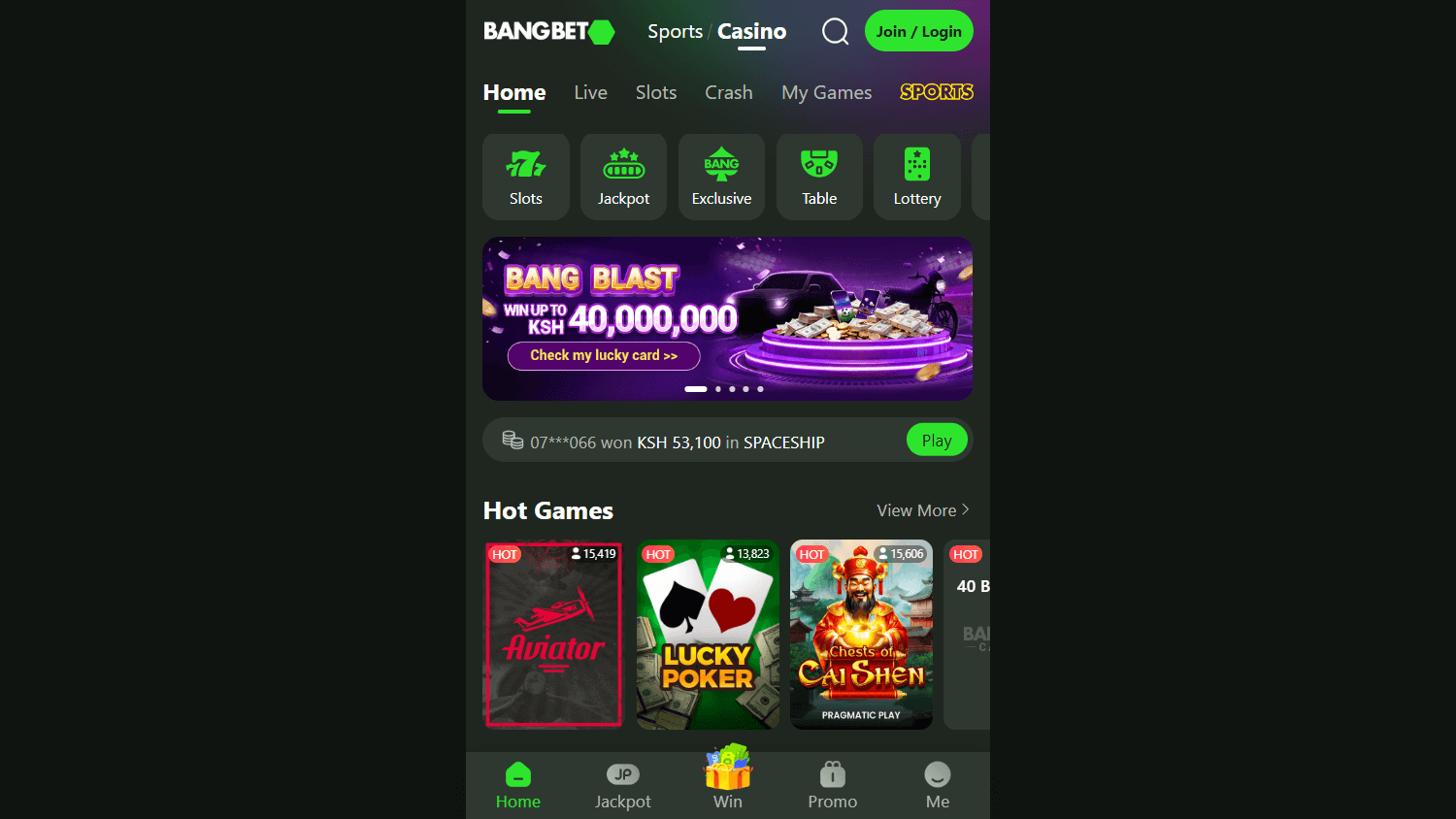 Bangbet Casino Desktop screenshot